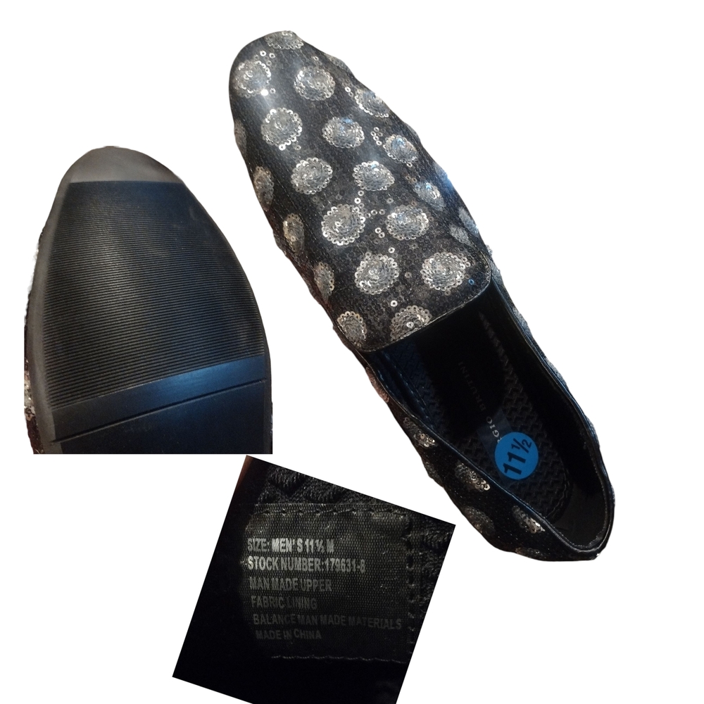Sleek Black and Silver Slip-On Georgio Brutini Loafers for Effortless Style